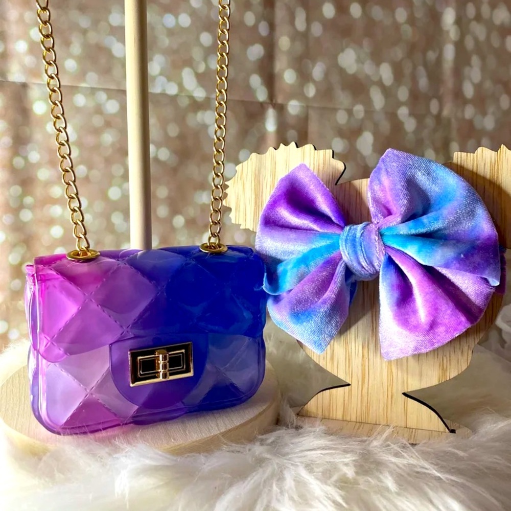 “PURPLE VS BLUE” Child MINI BAG AND HEADBAND SET